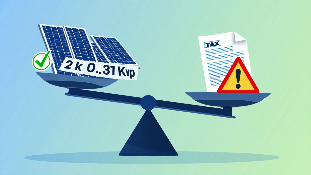 Digital scale balancing safe solar capacity against exceeding tax-free limit.