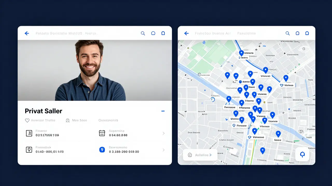 Ein digitales Dashboard mit gefilterten Interessentenprofilen und einer Karte gebuchter Besichtigungstermine in Wien.