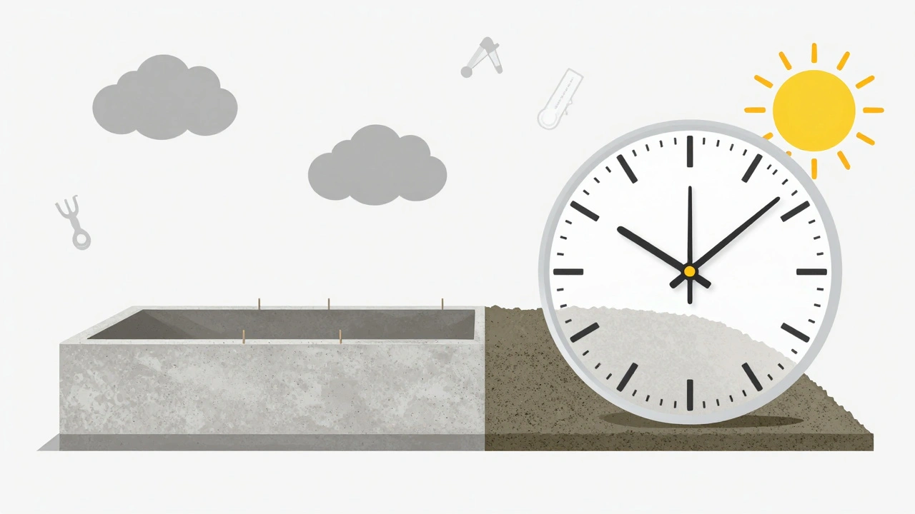 Vergleich: Traditioneller Beton dauert Tage, Schnellmaterial härtet in einer Stunde aus.