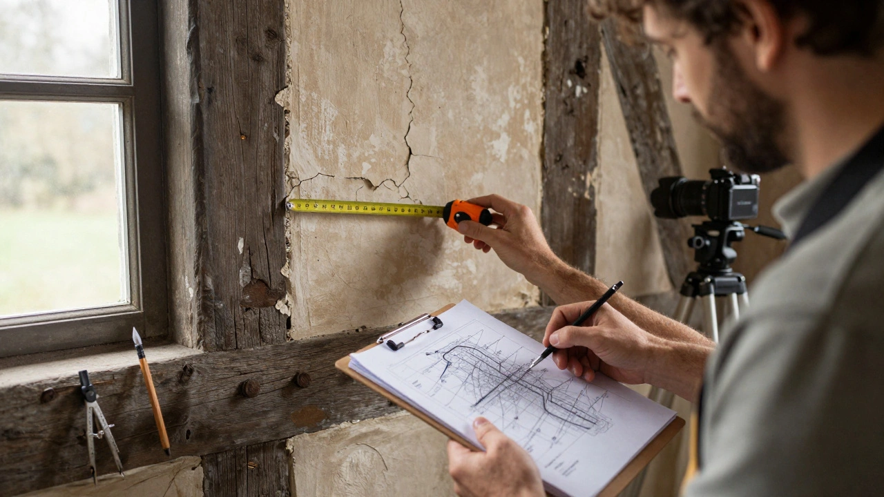 Zustandserfassung im Denkmal: Gutachten, Kartierung und Fotos als Grundlage für die Restaurierung