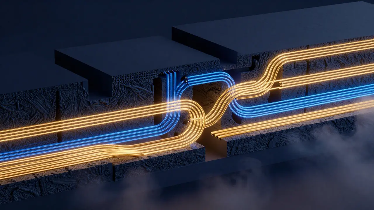 Schematische Visualisierung koordinierter Techniksysteme in der Wand.