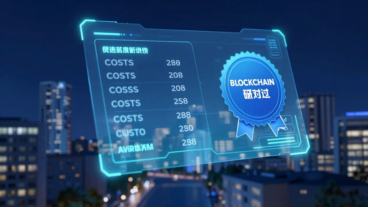 Futuristisches Hologramm mit transparenten Kostenberechnungen für Immobilien