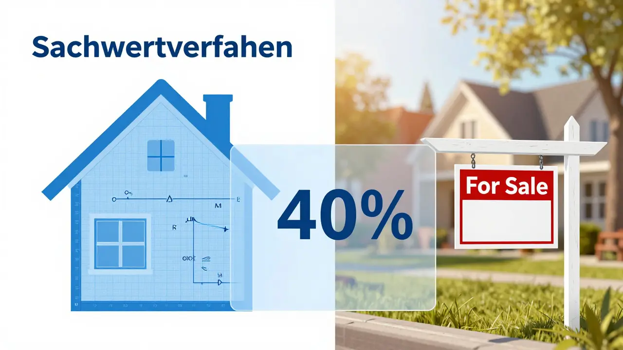 Haus geteilt zwischen mathematischer Bewertung und Marktwirklichkeit