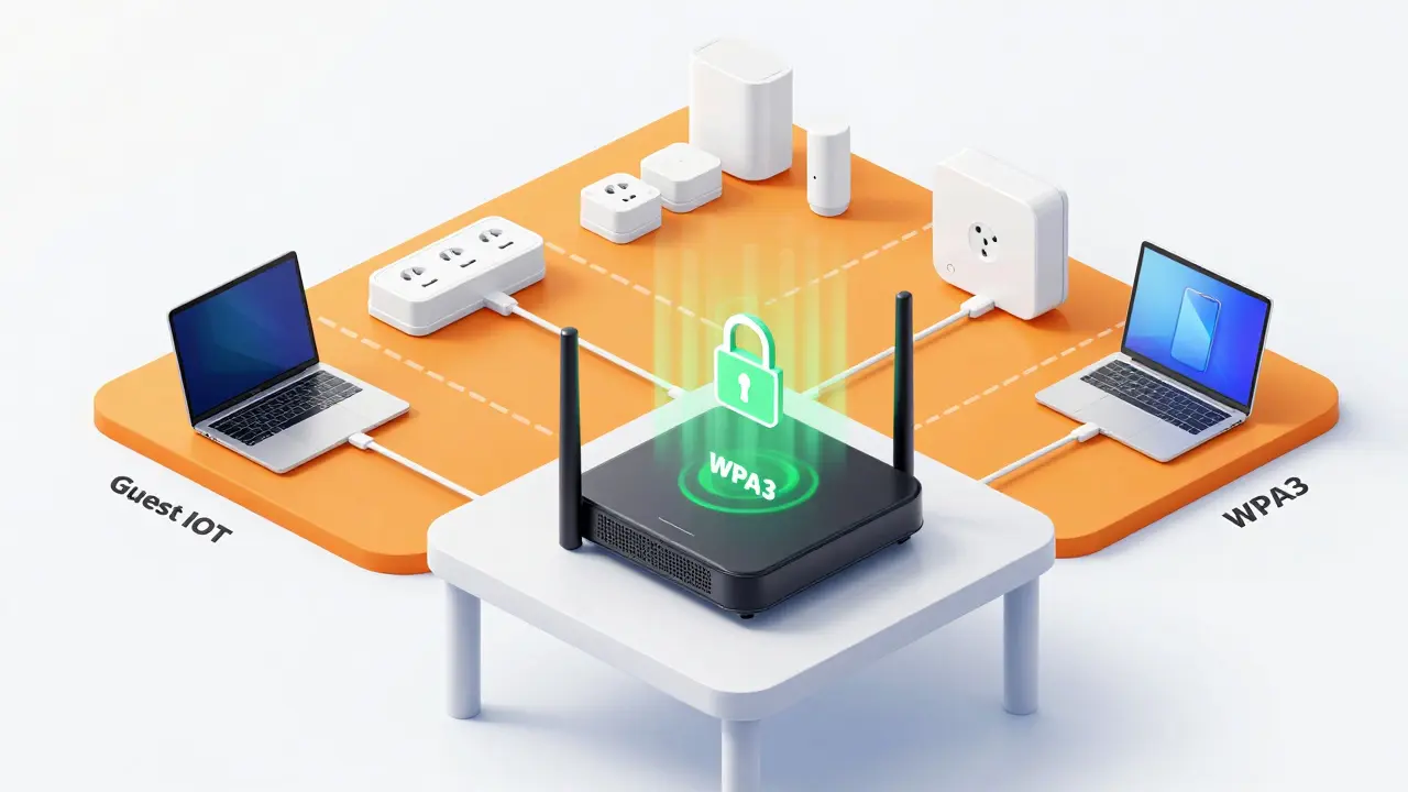 Isometrische Darstellung eines getrennten Gast-WLANs für IoT-Geräte