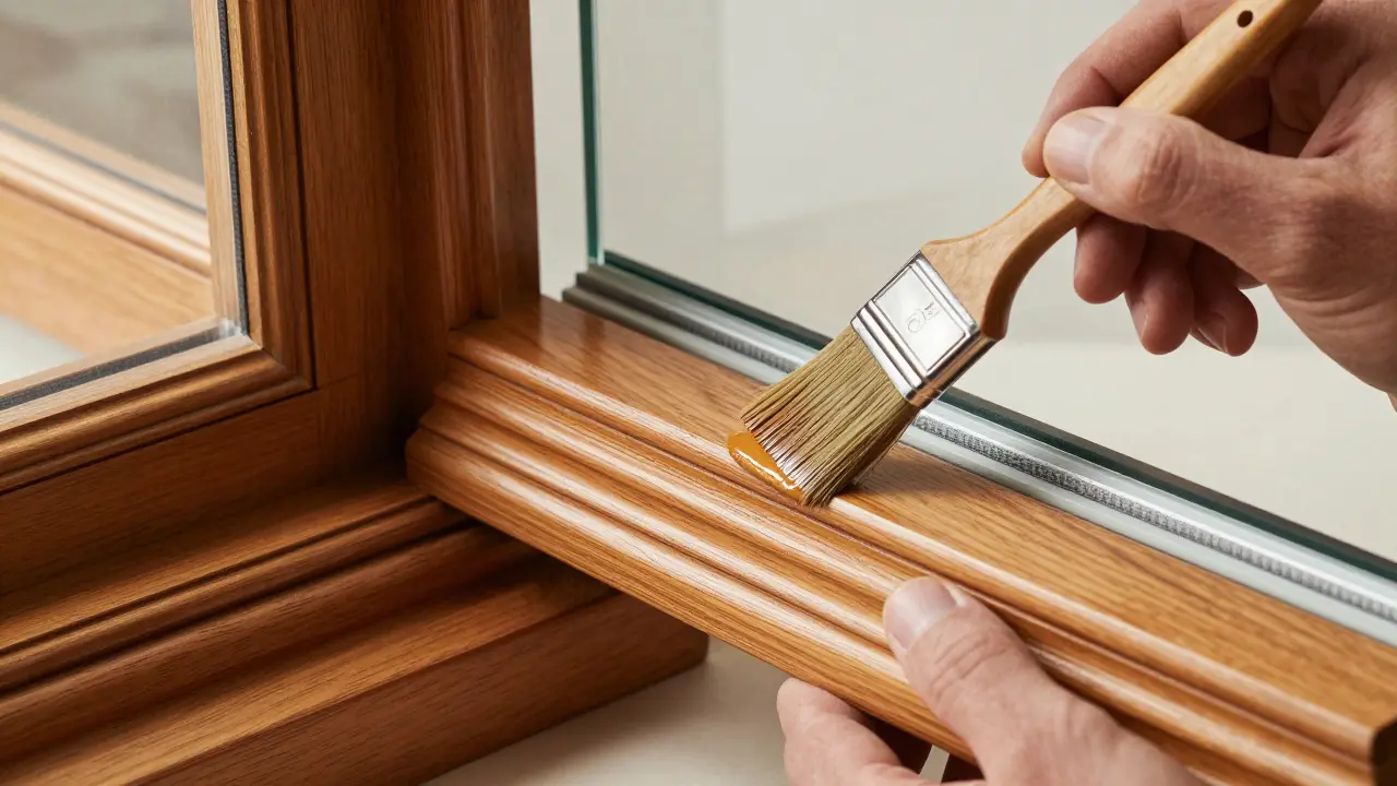 Künstler lackiert neues Denkmalschutzfenster mit Isolierglas