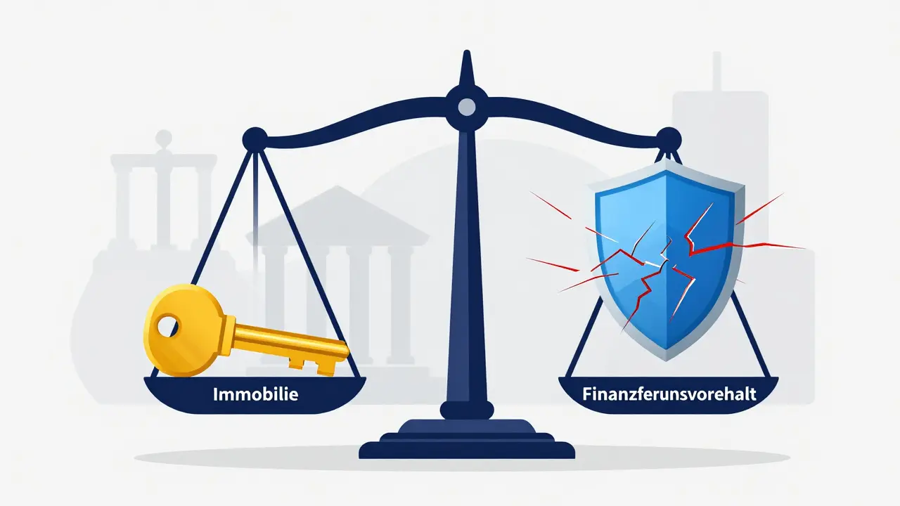 Abstrakte Waage zeigt Risiko eines unklaren Finanzierungsvorbehalts
