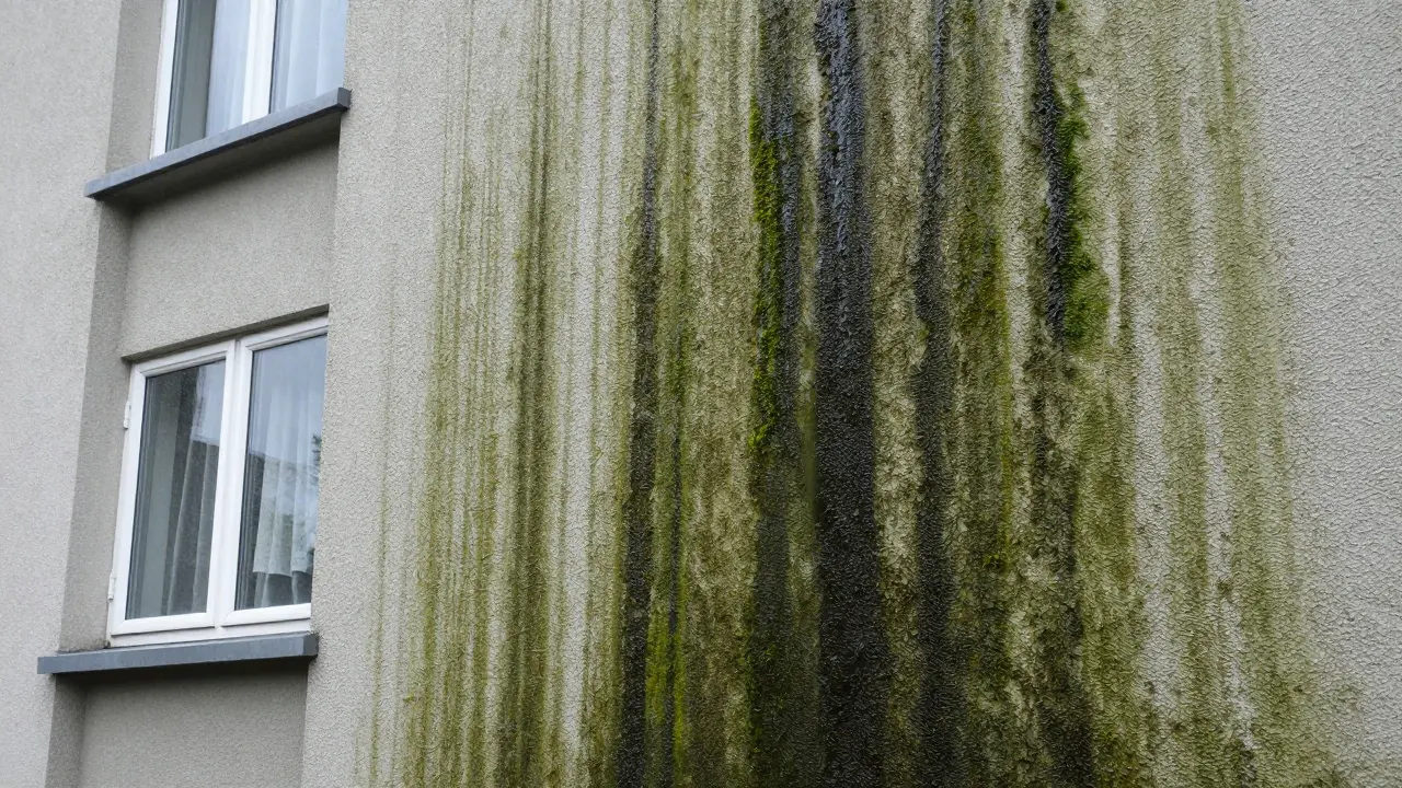 Fassade grün verfärbt: So entfernen Sie Algenbefall dauerhaft und richtig