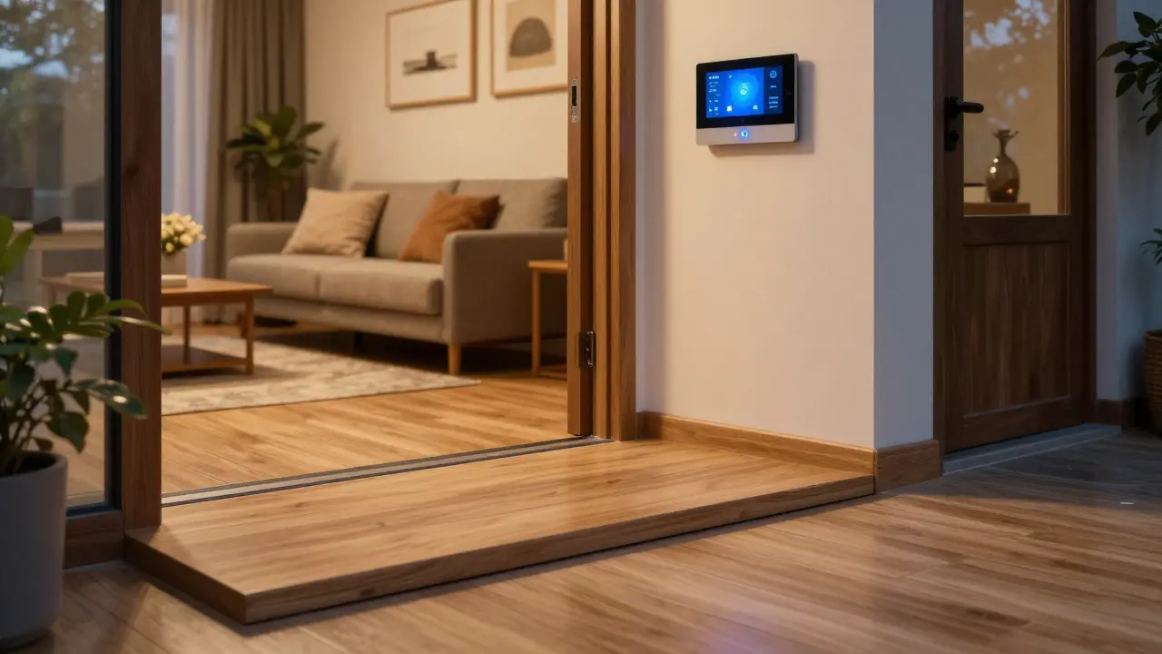 Schwellenloser Hauseingang mit Rampe und Smart-Home-Steuerung