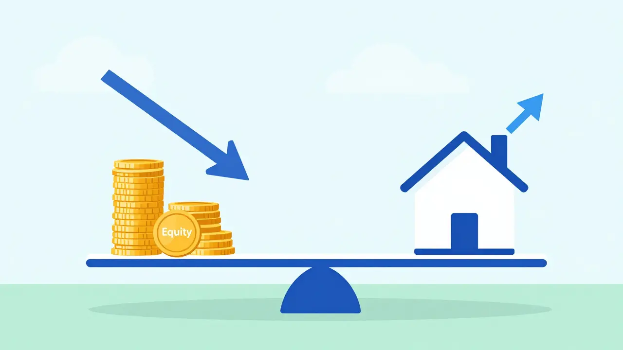 Abstrakte Darstellung von Finanzhebeln und Immobilienrisiken im Vektorstil