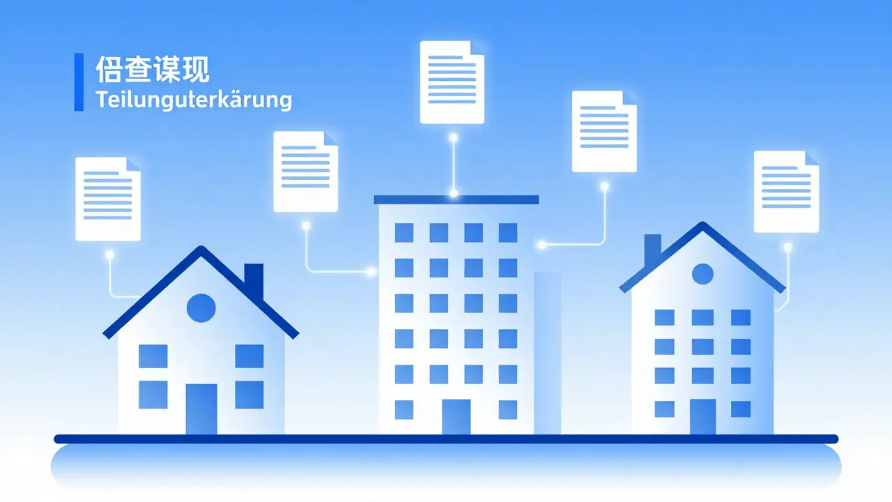 Grafik zeigt verschiedene Immobilientypen und ihre spezifischen Verkaufsdokumente