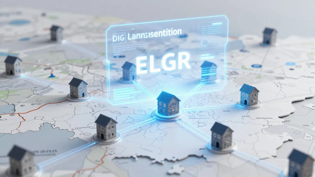 Holografische Darstellung der Digitalisierung des elektronischen Grundbuchs