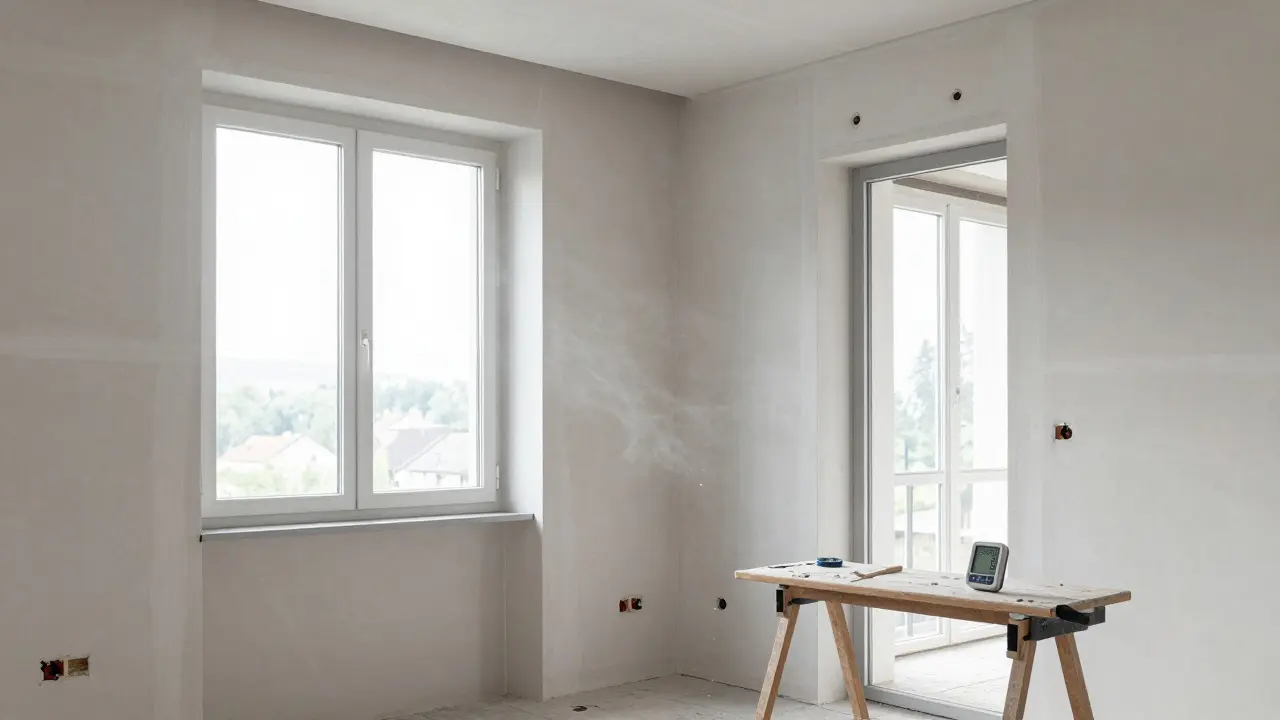Baufeuchte in neuen Putzen richtig entfernen: Lüften, Heizen und Trocknen