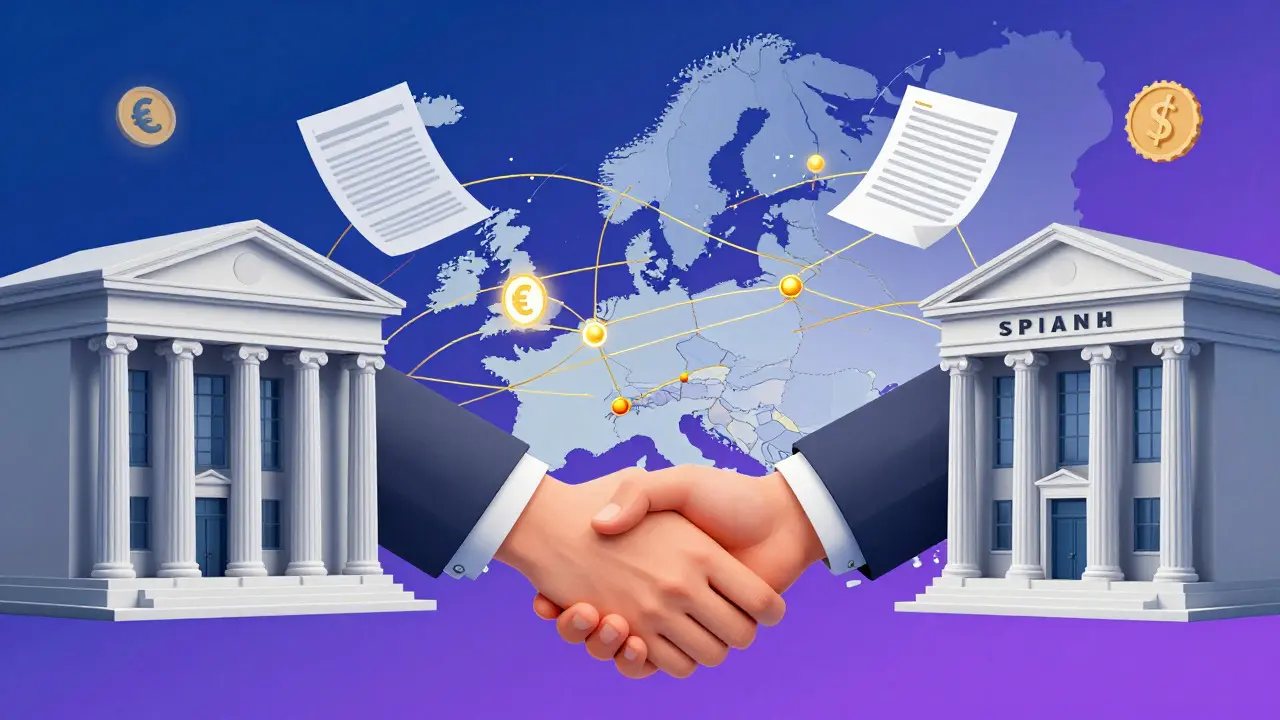Konzeptionelle Darstellung der Finanzierung über deutsche und lokale Banken