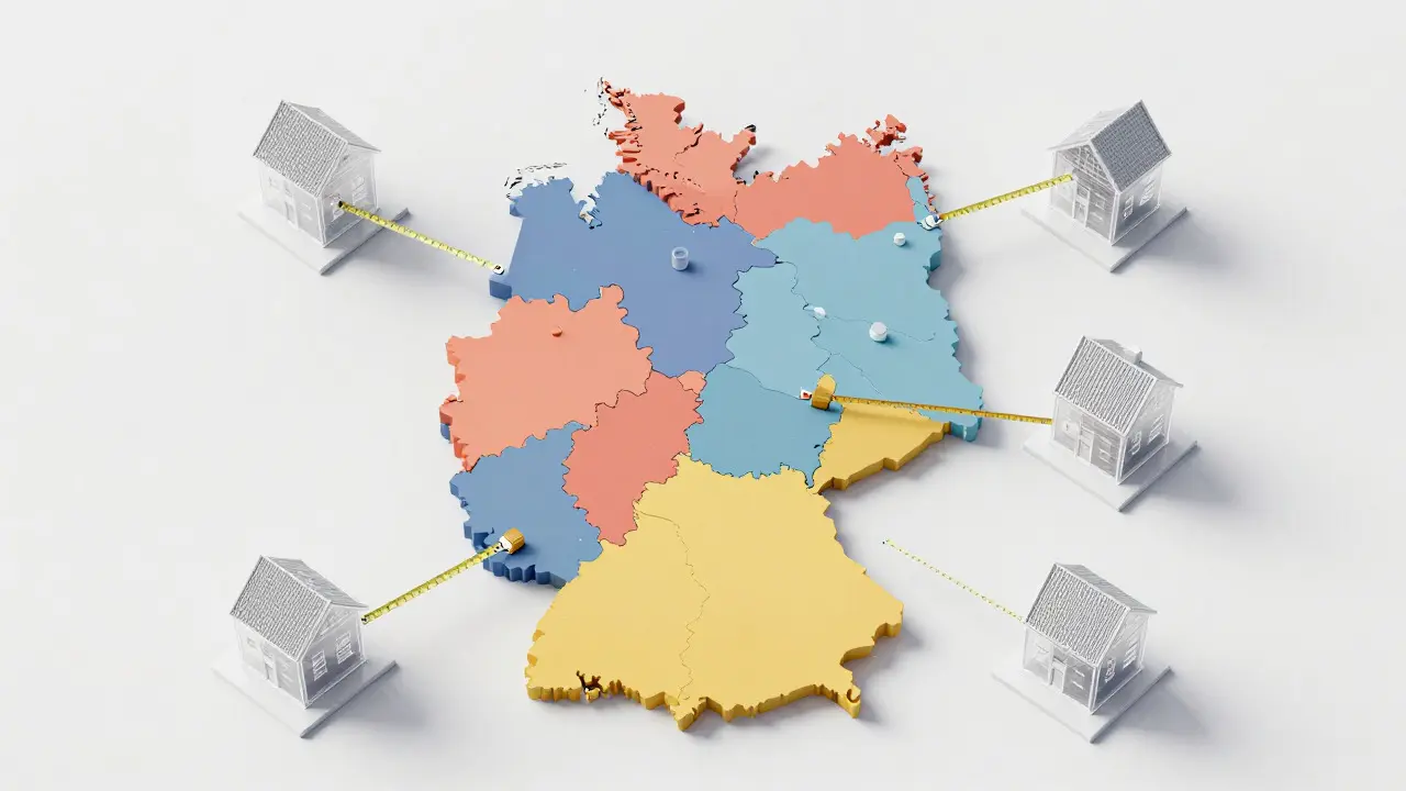 Konzeptkunst: Variierende Abstandsflächen in Deutschland