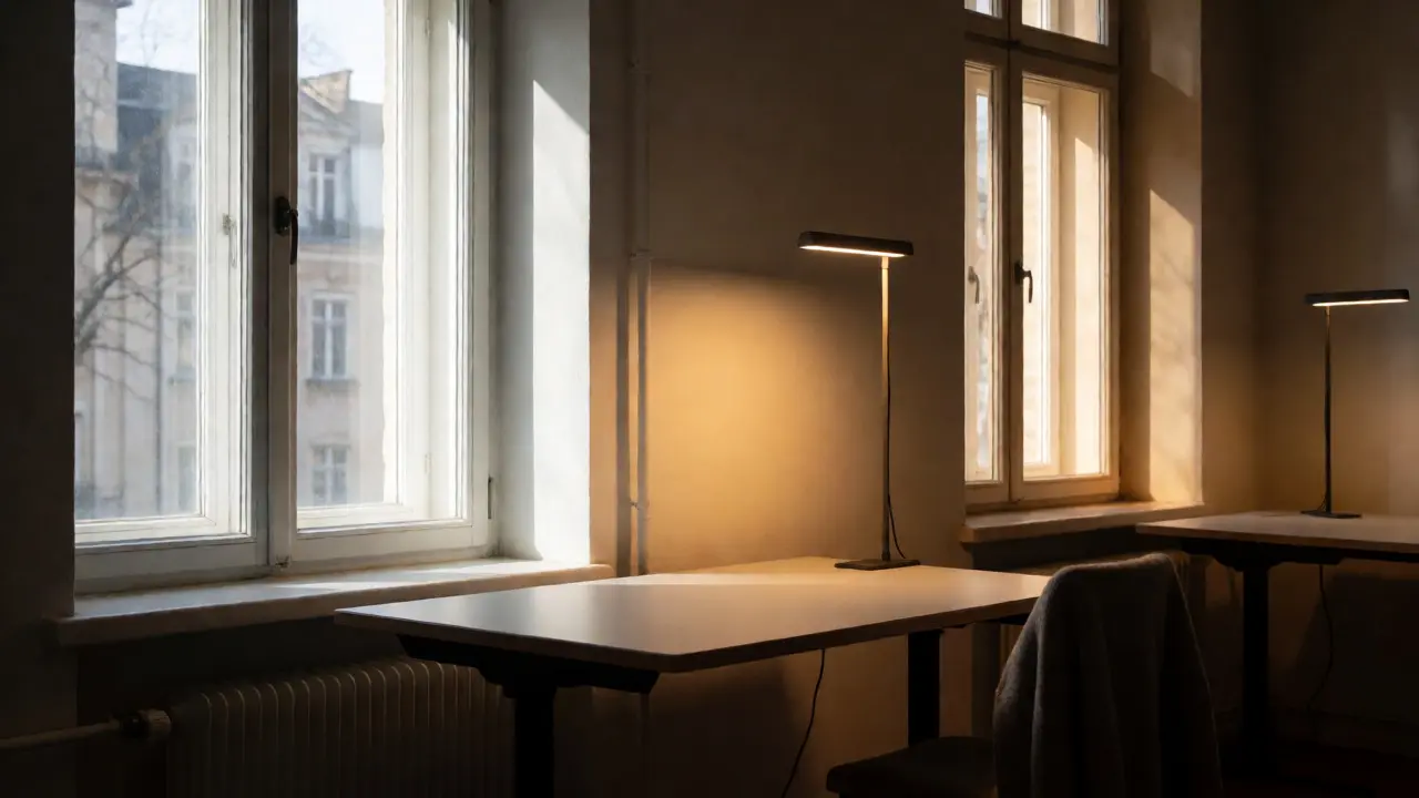 Arbeitsplatz mit optimierter Tages- und Kunstlichtplanung