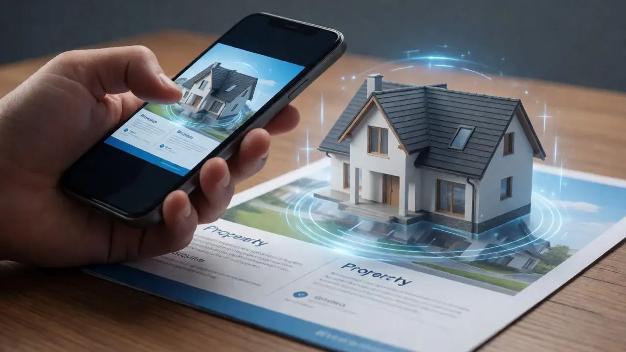 Smartphone scannt Broschüre und projiziert 3D-Hausmodell in die Luft
